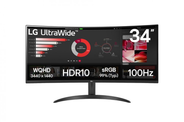 Monitor LG 34wr50qk-b 34", Wide Quad HD, Va, 100 Hz, 5 Ms, Freesync, Negro