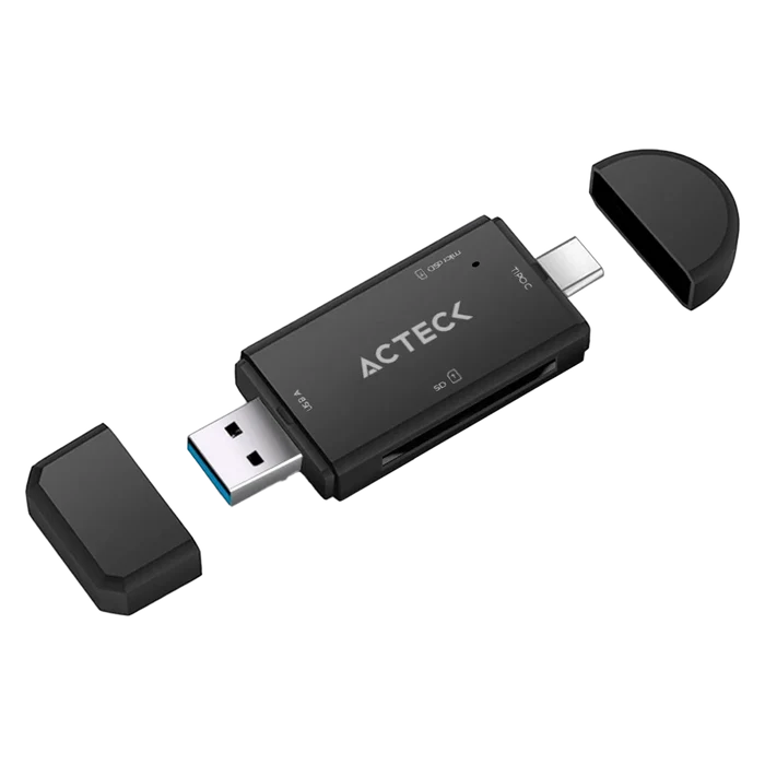 Lector De Memorias Flash Acteck Gatex Read Cr615, 1 Ranura Sd Y Microsd, USB Tipo A Y C, Negro.