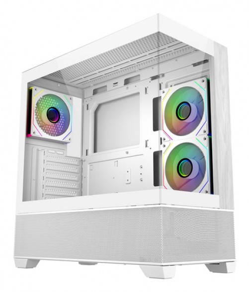 Gabinete Cooler Master Elite 690 Wood Midi Tower, Soporta Itx, M-atx, Atx, 3 Ventiladores, Blanco