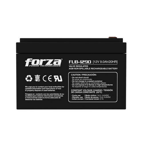 Bateria Para UPS Forza Fub-1290 Sealed Lead Acid (vrla), 12 V, 9 Ah, Negro