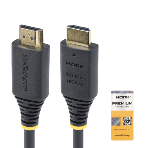 Cable HDMI Startech.com Hdmi2-cable-4k60-50c V. 2.0, Canal Ethernet, 0.5 M, 18 Gbit/s, Negro