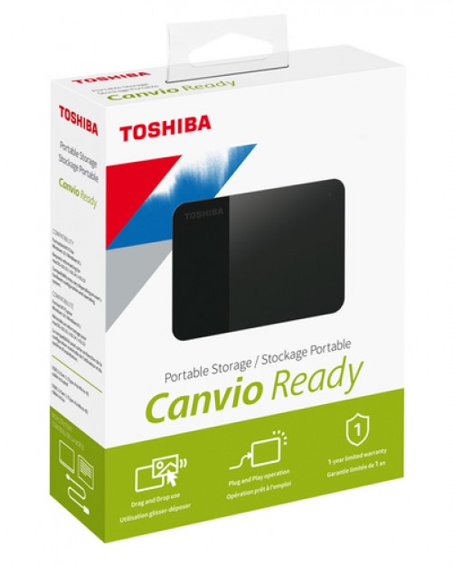 Disco Duro Externo Toshiba Canvio Ready 4tb, USB Tipo A 2.0/3.2 Gen 1 (3.1 Gen 1), Negro