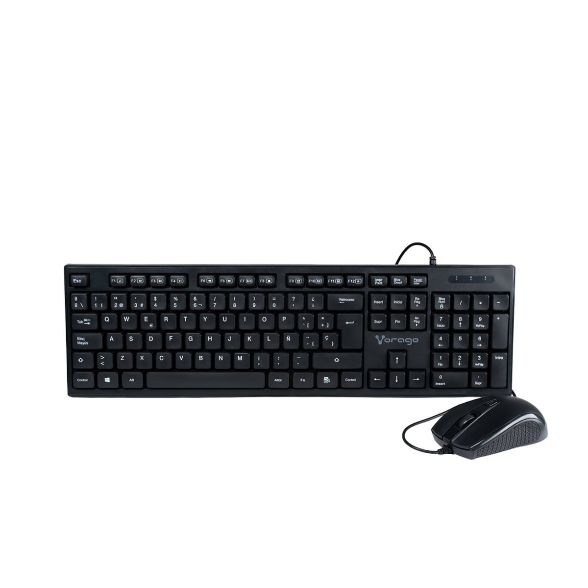 Kit Teclado Y Mouse Alambricos, Vorago, Color Negro, Espanol