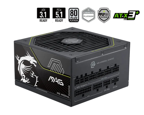 Fuente De Poder MSI Mag A1200pls Pcie5 1200 W, Atx 80 Plus Platinum, Fully-modular