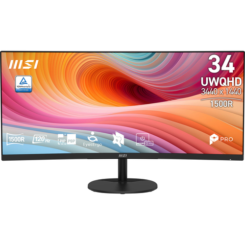 Monitor Curvo MSI Pro Mp341cq E12 LED Va 34", Ultra Wide Quad HD, Freesync, 120hz, Hdmi/dp, Bocinas Integradas, Negro